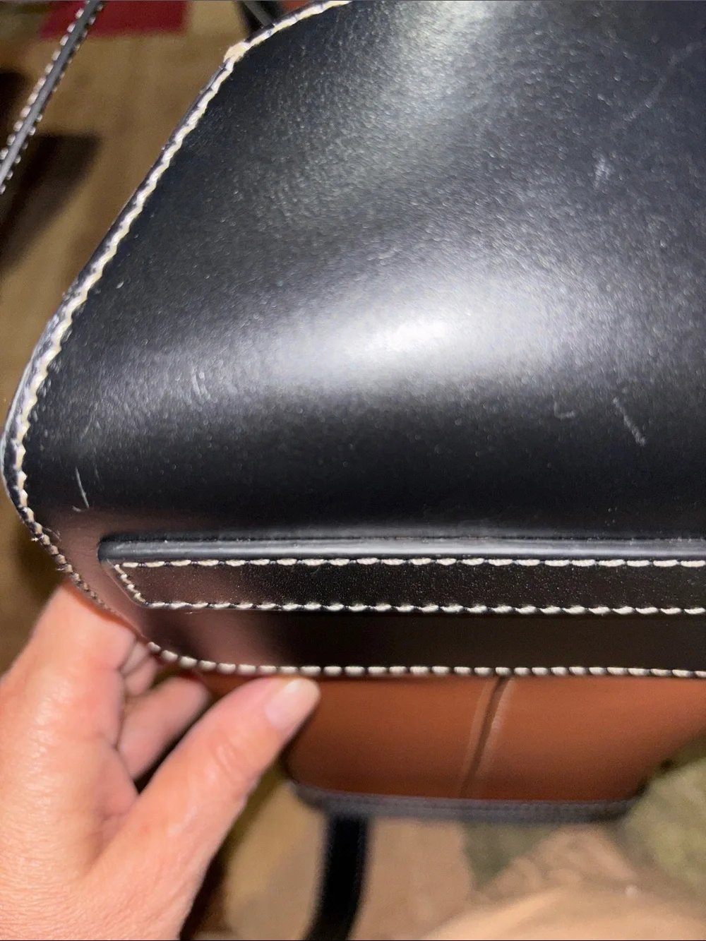 Burberry Leather Tote Bag in Brown, Black and Cream